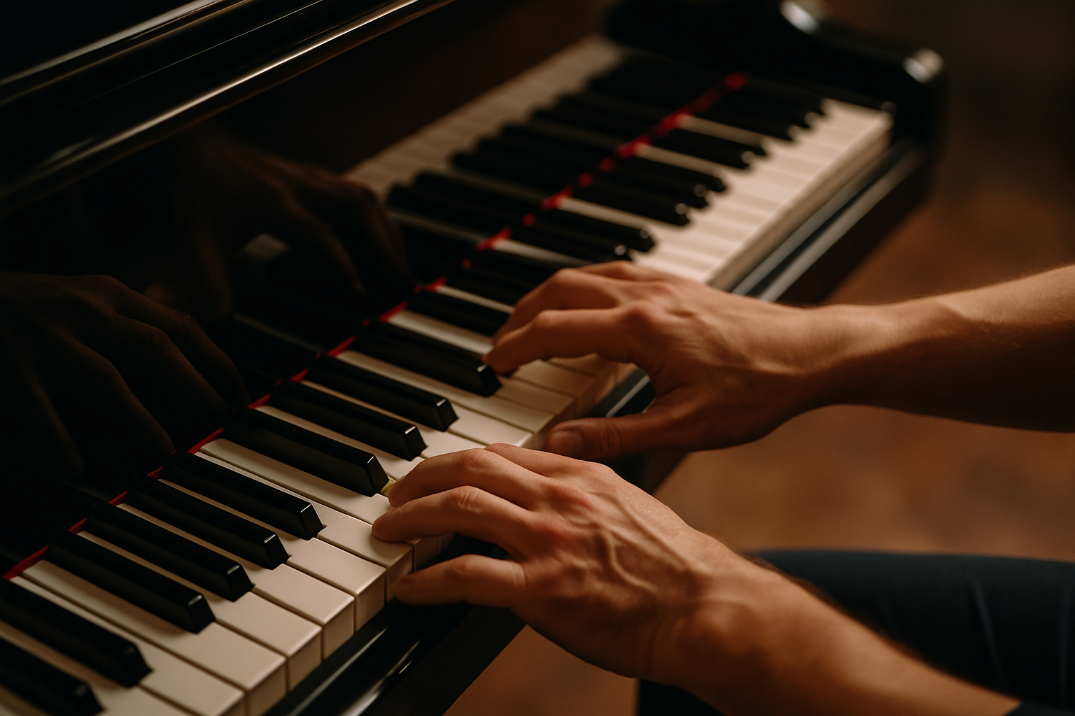 Hands at a piano keyboard